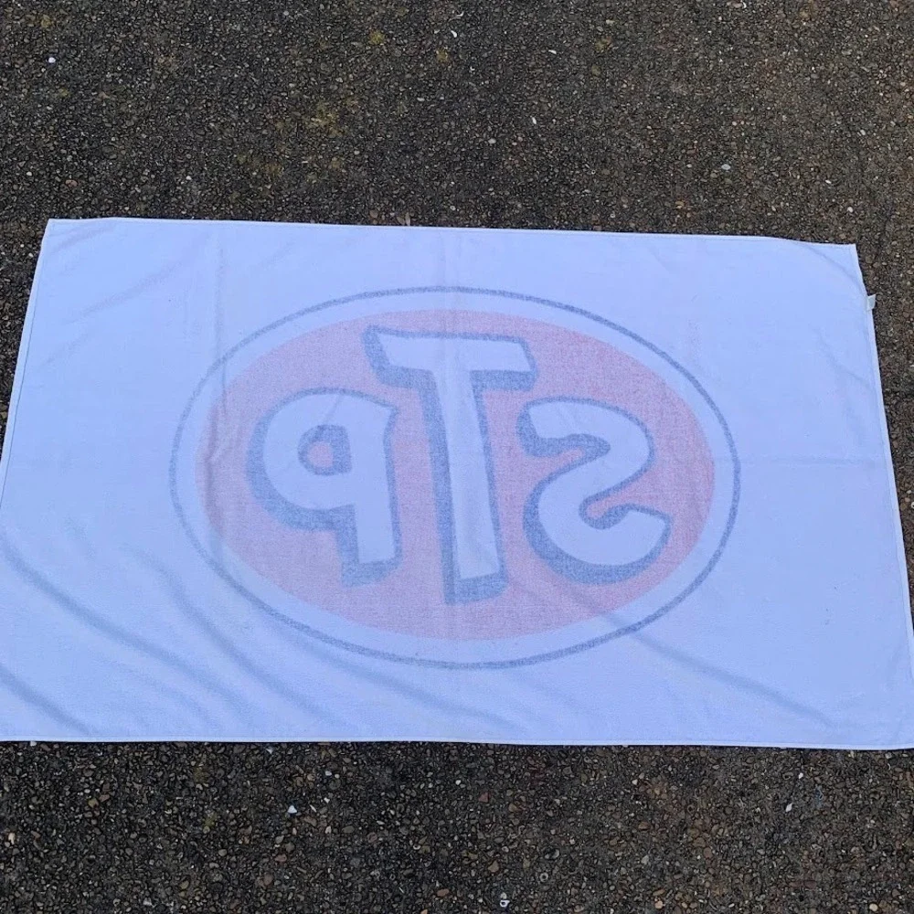 Vintage STP Racing Oil Advertisement Beach Towel Cotton Made in USA‎